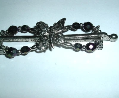 Lilla Rose Medium Flexi Hair Clip Silver Butterfly Metallic Purple Crystal NWT - Image 1 of 3