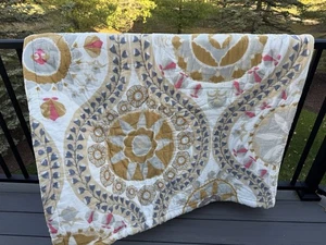 Anthropologie Cornelia Queen Quilt Reversible Cotton Courtepointe Grandeur - Picture 1 of 14