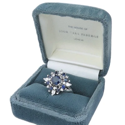 Igor Carl Fabergé Ring POLARSTERN Diamanten Saphire 750er Weißgold Box - Bild 1 von 4