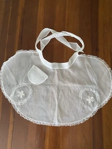 Vintage Handmade Half Apron Sheer White Lace Trim High Waist Retro Cottage Core - Picture 1 of 9