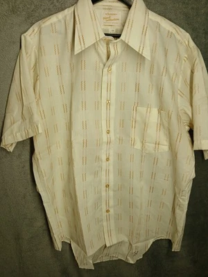 Vintage Mens Arrow Kent Collection Short Sleeve Cream Tan Button-up Size 16 1/2 - Image 1 of 4