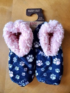 Lazy One House Shoes Cat Mom Fuzzy Feet Slippers by Sz 7-9 L/XL Pink, Navy - Picture 1 of 5