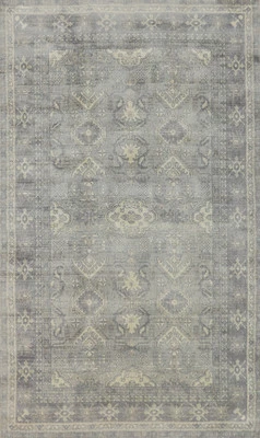 Handmade Transitional Light Gray Silk Carpet Geometric Oushak Style Rug 5x8 - Image 1 of 4
