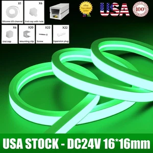 16.4ft 24V Waterproof Flexible Silicone LED Neon Rope Light Strip fr Party Decor - Picture 1 of 10