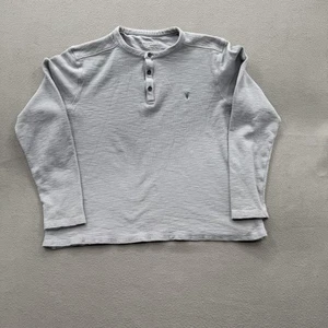 AllSaints Hemd Herren Large grau Henley Waffelstrick Langarm Regular Fit Oberteil - Bild 1 von 9