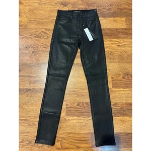 Pantalones de mezclilla ajustados recubiertos de cera para mujer BCBGMAXAZRIA negros talla 24 nuevos con etiquetas estilo callejero - Imagen 1 de 9