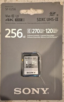 New Sony E Series SF-E256 256GB UHS-II Class 10 U3 4K V60 SDXC SD Memory Card - Image 1 of 2