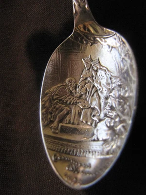 1893年芝加哥世界博览会纯银纪念品勺子巴塞罗那哥伦布 — 第 1/4 张图片