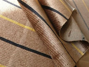 10Y By yard Lee Jofa Figaro velluto oro e marrone scuro righe su "tartufo" setoso - Foto 1 di 3