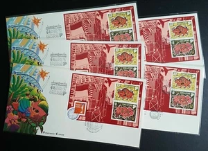 1997 Singapore Zodiac Ox Year MS Hong Kong Stamp Exhibition Souvenir Covers FDC - Picture 1 of 6