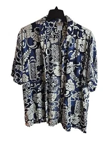Aloha Hut Hawaii Men's Tropical Print Short Sleeve Shirt Size XL Silky Feel - Picture 1 of 6