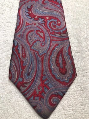 CORBATA HOMBRE GEOFFREY BEENE ROJA CON AZUL Y GRIS PAISLEY 3,5 X 58 Foto 1 de 4