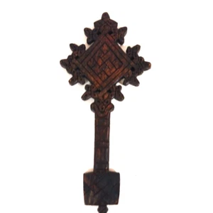 Antikes orthodoxes äthiopisches Kruzifix Kreuz handgeschnitzt Holz - Bild 1 von 5