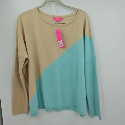 Suéter Lilly Pulitzer Napa Cashmere Azul Sal Marino Bloque de Color Talla XL Foto 1 de 4