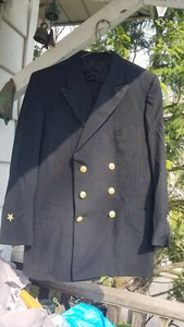 TUTA MARINA VINTAGE UOMO NERA E ORO DOPPIOPETTO NOVAKOFF BROS. 38R W 32 L30 - Foto 1 di 23