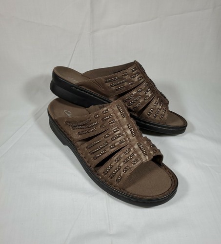 Sandali slip on Clarks Patty Greece bronzo taglia 11 treccia 81482 nuovi con scatola
