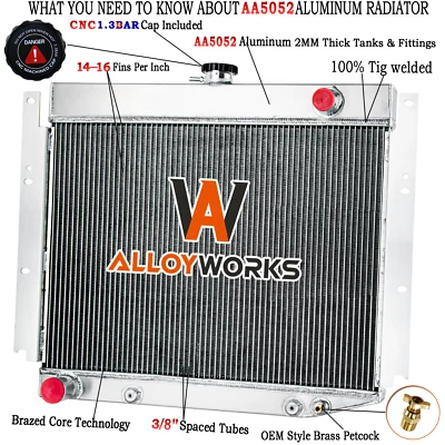 For 1969-1971 Dodge D100 D200 D300 W100 W200 W300 Pickup 6.3L V8 3 Row Radiator - Image 1 of 4