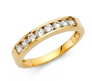 14k massives Gelbgold 0,80 ct Laborgefertigter Diamant Ehering Ring Kanal Set - Bild 1 von 12