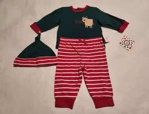 NWT Little Me My First Christmas Tee Pants Hat Outfit 3PC Set 6 Months Baby Boy - Picture 1 of 1