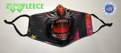 Tiger King Animal Big Cats Fierce Teeth Kitty Cat Polyester Washable Face Mask - Image 1 of 3
