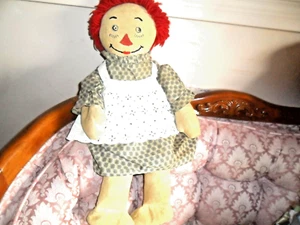 ANTICA BAMBOLA ANNE RAGGEDY 21" in ABITO/PINAFORE-PAGLIA IMBOTTITA c1900-20 A94 - Foto 1 di 12