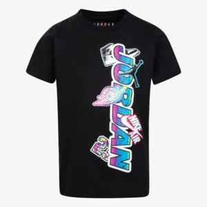 NIKE AIR JORDAN RARE RETRO 1 FRESH PRINCE RAINBOW BLACK SHIRT KIDS SIZE SMALL - Picture 1 of 5