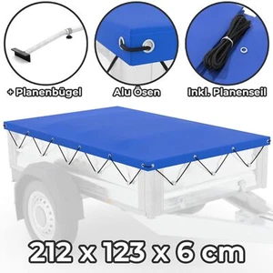 Lona de remolque + barra de lona 212 x 123 cm lona plana Stema 750 kg lona de cubierta coche - Imagen 1 de 10