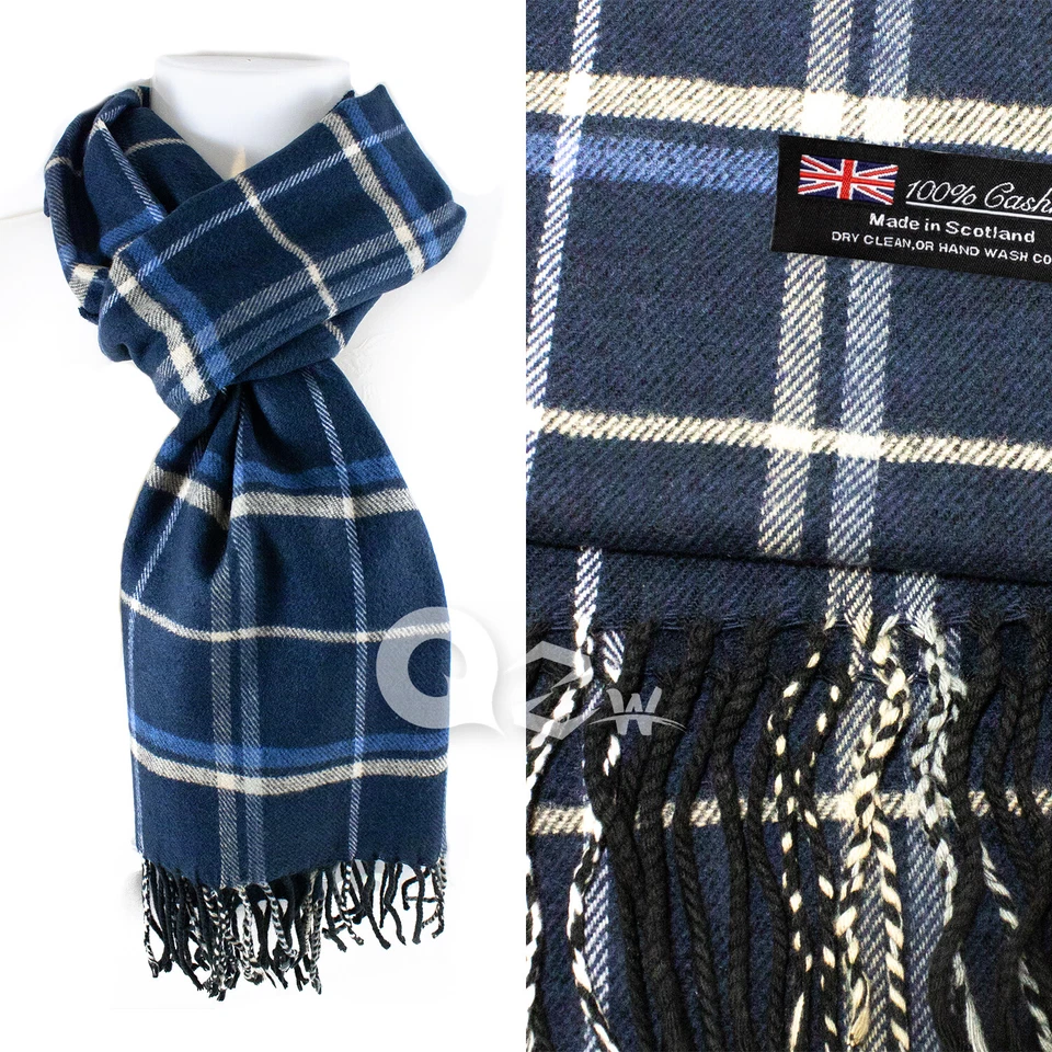 Mens Womens Winter Warm SCOTLAND Made 100% CASHMERE Scarf Scarves Plaid Wool - Image 1 of 1