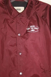Red Burgundy Vans Off the Wall Classics Jacket M teen youth windbreaker snap up - Picture 1 of 9