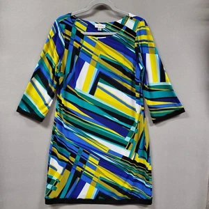 Vestido Calvin Klein Mujer Talla 12 Estampado Geométrico Manga 3/4 Elastizado Cambio Oficina - Imagen 1 de 7