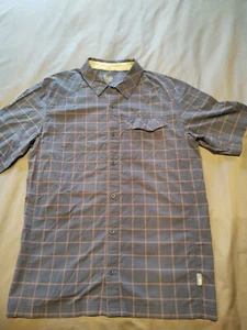 REI Shirt Mens XL Blue Plaid Button Up Short Sleeve Pocket Outdoor Casual - Picture 1 of 9