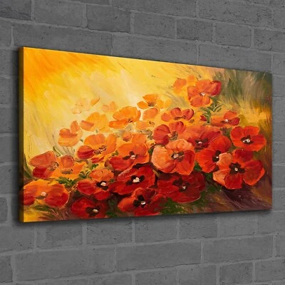 Canvas Wandbild Leinwand Bilder 120x60 Kunst Gemälde abstrakte von Mohn Blumen - Bild 1 von 4