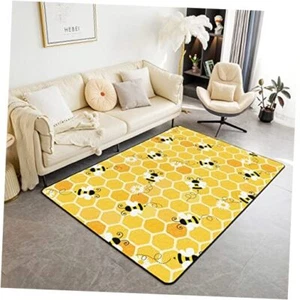 Honeycomb Area Rug 5x7, Bee Flowers Rug for Kids Child Girls, 5'x6'6" Multi 32 - Picture 1 of 7