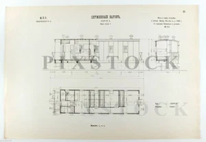 1908 Imperial Rusia Ferrocarril SERVICIO Vagón Serie C Genuino PLANO Ruso - Imagen 1 de 4