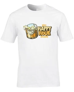 Camiseta Happy Hour Para Hombre Mega Pinta Bebida Vino Divertida Depp Pirate Trial Broma Escuchada - Imagen 1 de 2