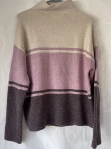 C&C California Mock Turtle Neck Pink Purple Color Block Sweater Wool Blend XL - Picture 1 of 6
