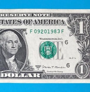 September 20, 1983 : F 09201983 F $1 One Dollar Bill BIRTHDAY Note - Picture 1 of 4