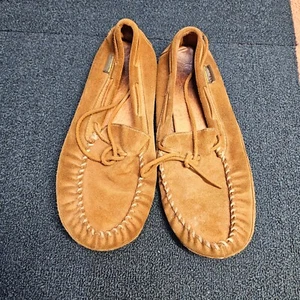 LL Bean Men’s Tan Suede Moccasin Slippers 11 M Soft Sole Leather V9b - Picture 1 of 10
