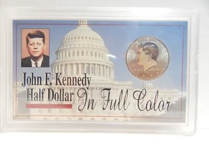 1997 John F Kennedy Painted Half Dollar 50 cents in Plastic Holder - Picture 1 of 3