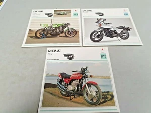 KAWASAKI MOTORCYCLE  Colour Collector Cards x 3 - Picture 1 of 2