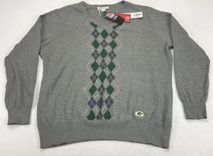 Cutter&Buck Green Bay Packers Mens Gray V-Neck Argyle Sweater Size XXXL NWT - Picture 1 of 3