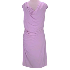 Sharagano 14 Womens Sheath Dress Lavender Sleeveless Knee Length Ruched Lined - Picture 1 of 6