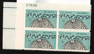 1963 5c Science Plate Block of Four Scott #1237 ST044 - Imagen 1 de 1