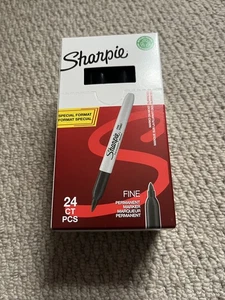 Schwarz Sharpie Feine Spitze Permanent Marker Stifte 24er Pack Neu Versiegelt Original - Bild 1 von 2