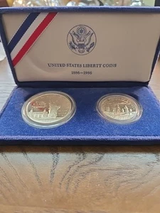 US Mint Statue Of Liberty Immigrant Proof Coins 1886-1986 Silver & Half Dollar - Picture 1 of 7