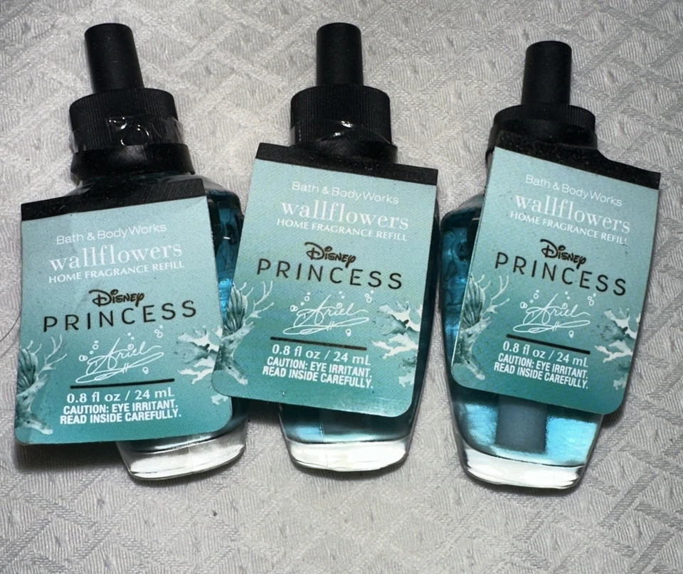 Paquete de 3 - Bath & Body Works DISNEY PRINCESS ARIEL bombillas de recarga de aroma de flor de pared Foto 1 de 1