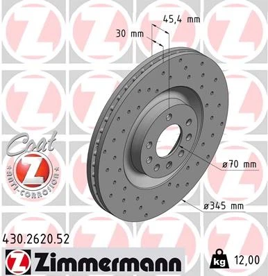 ZIMMERMANN 430.2620.52 Disque de frein pour OPEL,SAAB,VAUXHALL - Photo 1/1