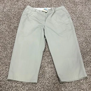 LL Bean Chino Crop Pants Women's Size 20 Petite Light Olive  - Picture 1 of 9