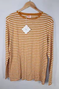 NWT Armor Lux Women's Large Yellow White Striped Long Sleeve Heritage Tee - Picture 1 of 10