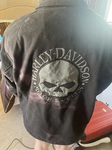 Vintage Harley Davidson Circle Willie G Skull Black Jacket Coat Hoodie XL - Picture 1 of 10